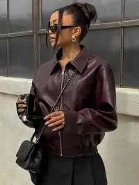 Veste en cuir PU élégante pour femmes