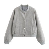 Veste Bomber Femme Manches Longues Beige et Noir