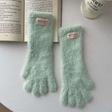 Gants D’Hiver Femme Tricotés Chauds en Velours Longs Tactiles Extérieurs