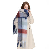 Écharpe Foulard Femme Hiver Style Classique Polyester Chaud à Franges
