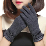 Gants Femme Hiver Vintage en Acrylique et Polyester avec Nœud Tactile