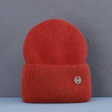 Bonnet Hiver Femme en Fourrure de Lapin Tricoté Chaud Style Minimaliste