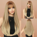 Perruque Longue Blonde Synthétique Densité 150 Pour Femme Cosplay