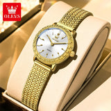 Montre femme OLEVS dorée avec cadran blanc lumineux