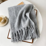 Écharpe Femme Hiver Mohair Mélangé Rose Style Simple et Doux Chaud Longue