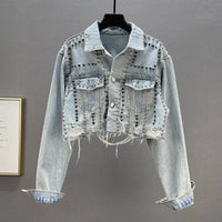 Veste en Denim Femme avec Rivets et Clous - Élégance et Confort