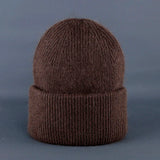 Bonnet Hiver Femme en Fourrure de Lapin Tricoté Chaud Style Minimaliste