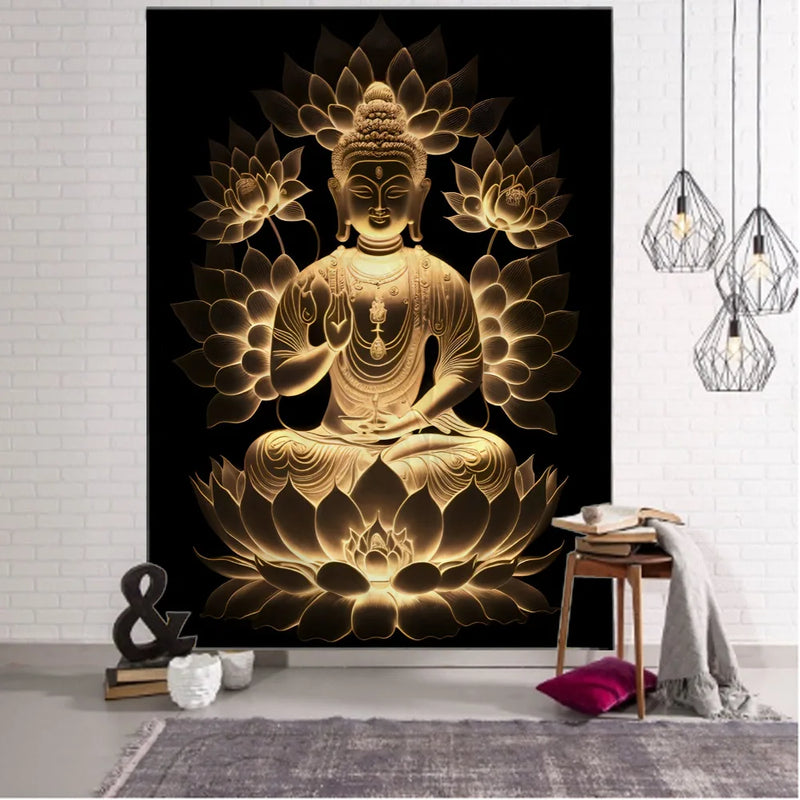 Tenture Murale Bouddha Indien et Mandala