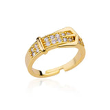 Bague ajustable dorée avec zircons ronds alignés Emakujitia