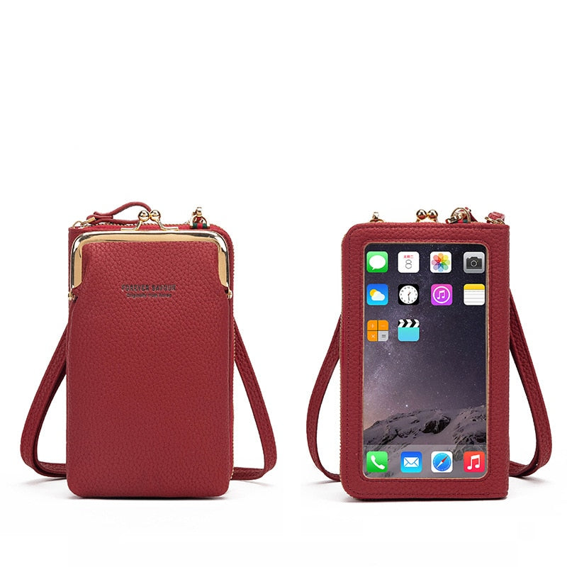 Women's Soft PU Faux Leather Crossbody Bag with Touch Screen Pocket