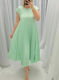 Robe Longue Évasée Plissée Taille Ample