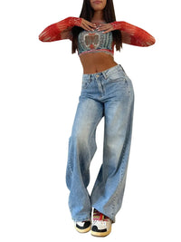 Jean ample taille haute femme - confort et style