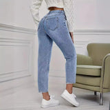 Jeans décontractés à effet déchiré pour femmes