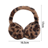 Cache-Oreilles Femme Léopard Style Y2K Hiver en Peluche Douce Protection Froid