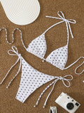 Ensemble maillot de bain rouge à pois blancs, style micro bikini