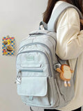 Sac à dos grand format en nylon avec un design japonais, idéal pour ordinateurs et effets scolaires.