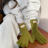 Gants D’Hiver Femme Tricotés Chauds en Velours Longs Tactiles Extérieurs