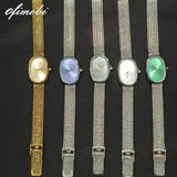 Montres femme cadran ovale et bracelet milanais or, bleu, gris, blanc, vert