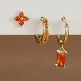 Boucles d'oreilles pendantes zircon avec motif fleur