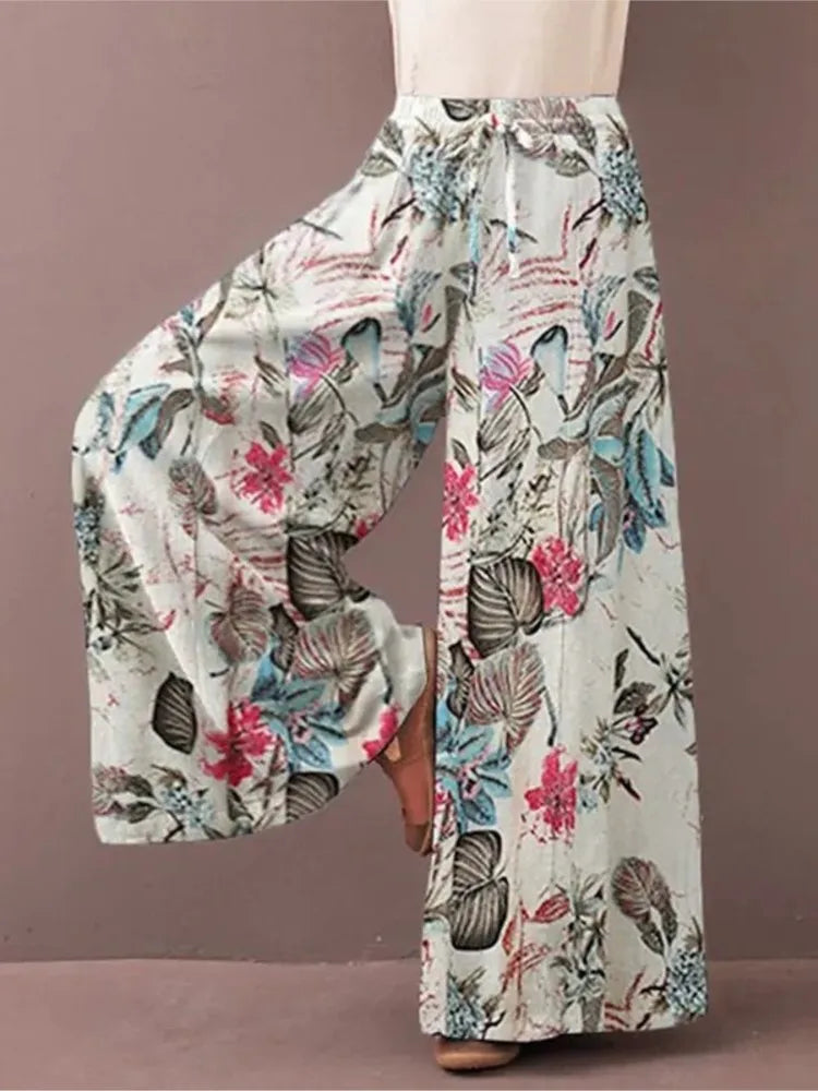 Pantalon Large Décontracté Femme avec Poches - Élégance au Style Rétro