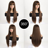 Perruque Synthétique Longue et Lisse Colorée
