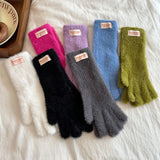 Gants D’Hiver Femme Tricotés Chauds en Velours Longs Tactiles Extérieurs