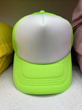 Casquette trucker maille vert fluo et blanc unie Emakujitia