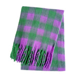 Écharpe Épaisse Hiver Femme Style Plaid Polyester Chaud à Franges Longues