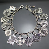 Bracelet Vintage avec Médailles Religieuses et Croix