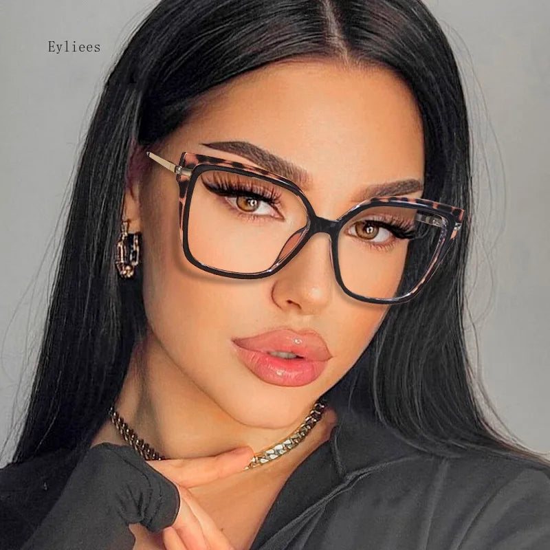 Lunettes Oversize Élégantes à Motif Léopard