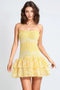 Minivestido sin mangas con volantes y bordado floral bohemio