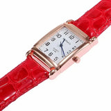 Montre femme bracelet blanc et cadran carré chiffres arabes
