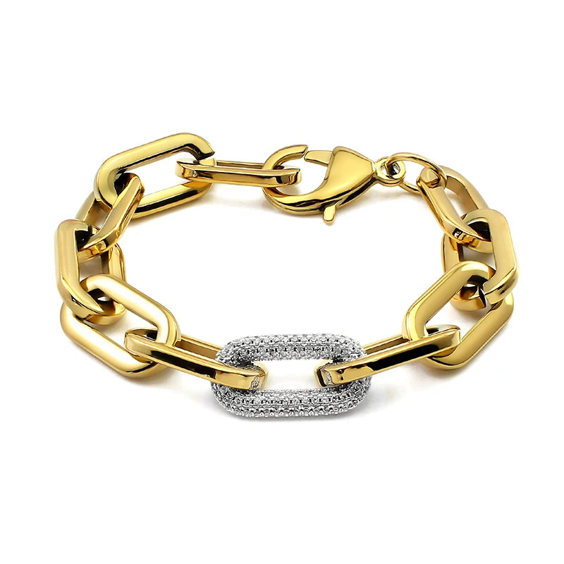 Bracelet Chaîne Cristal Doré pour Femmes