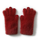 Gants En Cachemire Femme Hiver Tricotés Chauds Tactiles Cinq Doigts