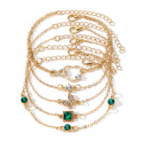 Conjunto de Pulseras con Piedra Cristal Verde