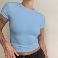 T-shirt Femme Slim Fit à Manches Courtes O-Neck Tricoté