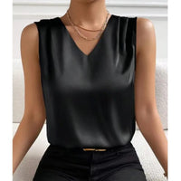 Chemisier Élégant d'Été en Satin et Chiffon pour Femmes