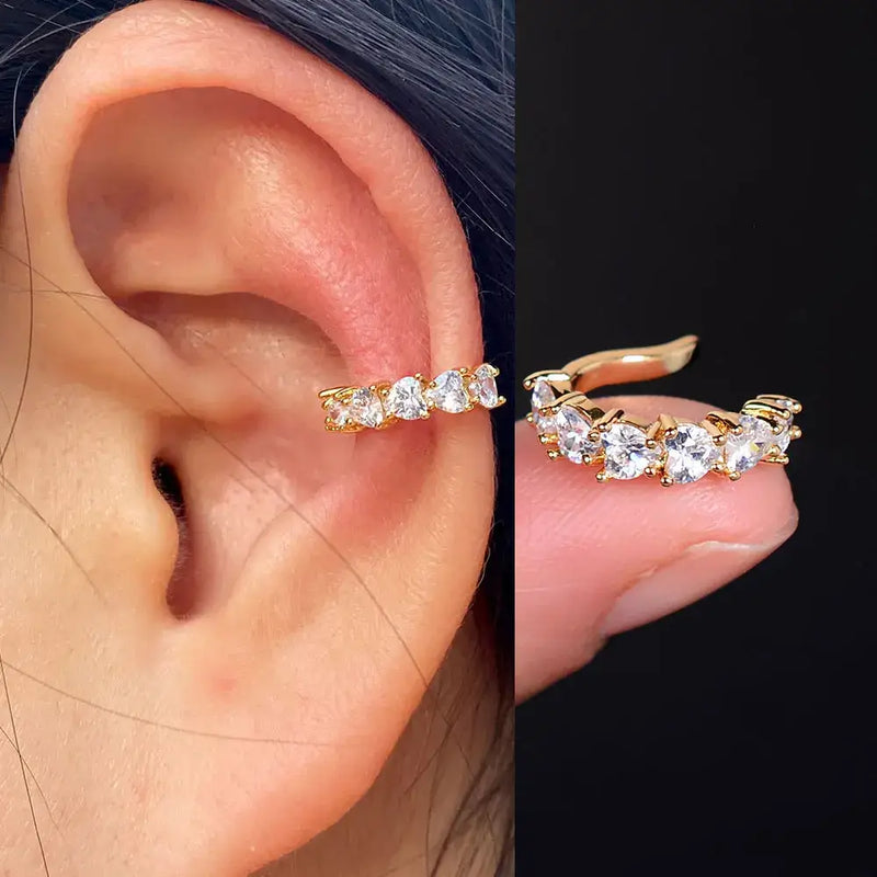 Boucles d'oreilles clip-on géométriques en forme de feuille