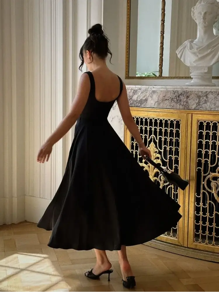 Robe Chic Sans Manches Élégante et Plissée