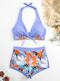 Maillot de bain deux pièces avec haut halter et short de bain