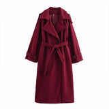 Manteau Long Femme Laine Style Rétro Double Boutonnage Hiver