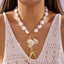 Boho Chic Choker Necklace with Golden Pearls & Shells