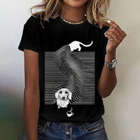 T-shirt graphique ample avec animaux amusants pour femmes