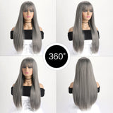 Perruque Synthétique Longue et Lisse Colorée