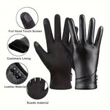 Gants Femme Style Chic en Similicuir avec Doublure Polaire et Écran Tactile