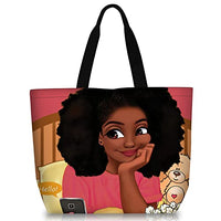 Chic canvas shopper bag with Afro motif