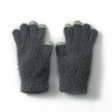 Gants En Cachemire Femme Hiver Tricotés Chauds Tactiles Cinq Doigts