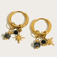 Gold plated earrings with natural stone charms