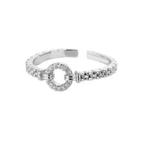 Bague ajustable argentée avec cercle central de zircons Emakujitia