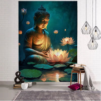 Tapis Murale Bouddha Indien Lotus Méditation
